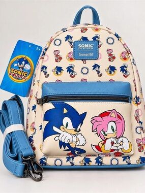 Loungefly Sonic the Hedgehog Amy Rose & Sonic Mini Backpack Blue & Pink